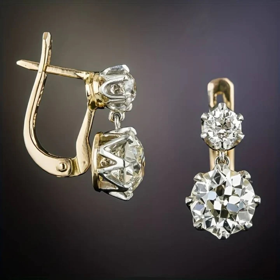 Stylish Gold Zirconia Earrings - Selene Chic Elegans