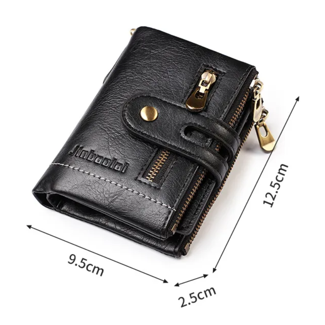 VintageCraft - Large Leather Wallet with Chain