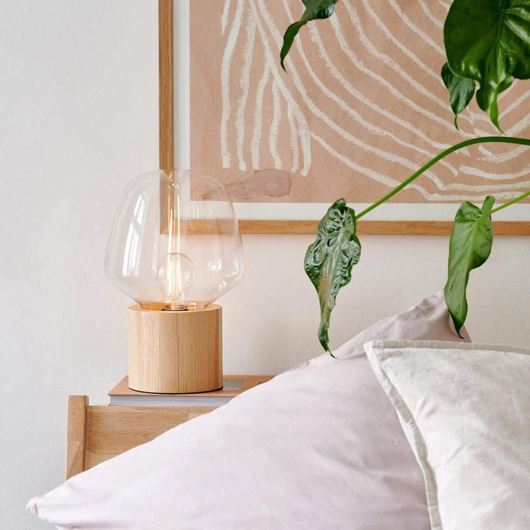 Elegant Wooden Lamp with Glass Ball – Stylish Addition to Every Interior