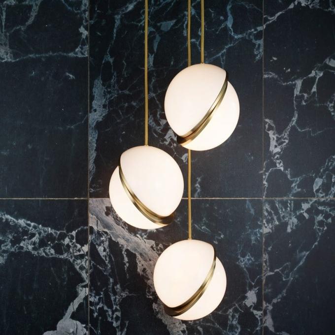 CielCourbe Lamp - Luxury Moonlight Pendant Lamp in Acrylic and Brass
