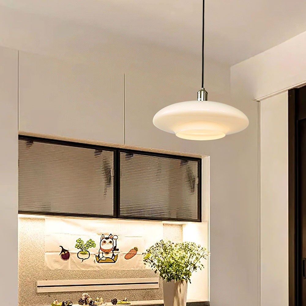 ClarteElegante Ceiling Lamp - Minimalist White Glass Pendant Lamp 