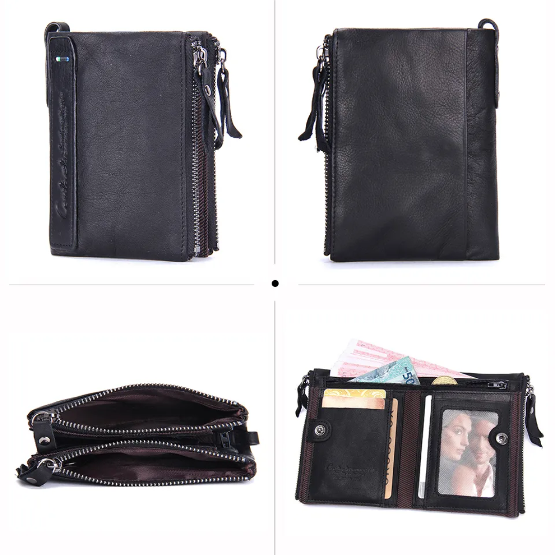 Compact Wallet - Stylish Double Zipper Wallet