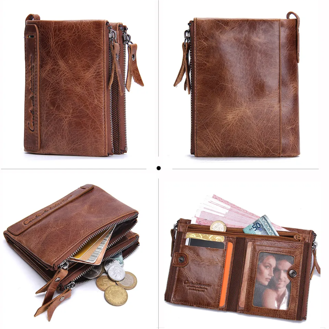 Compact Wallet - Stylish Double Zipper Wallet