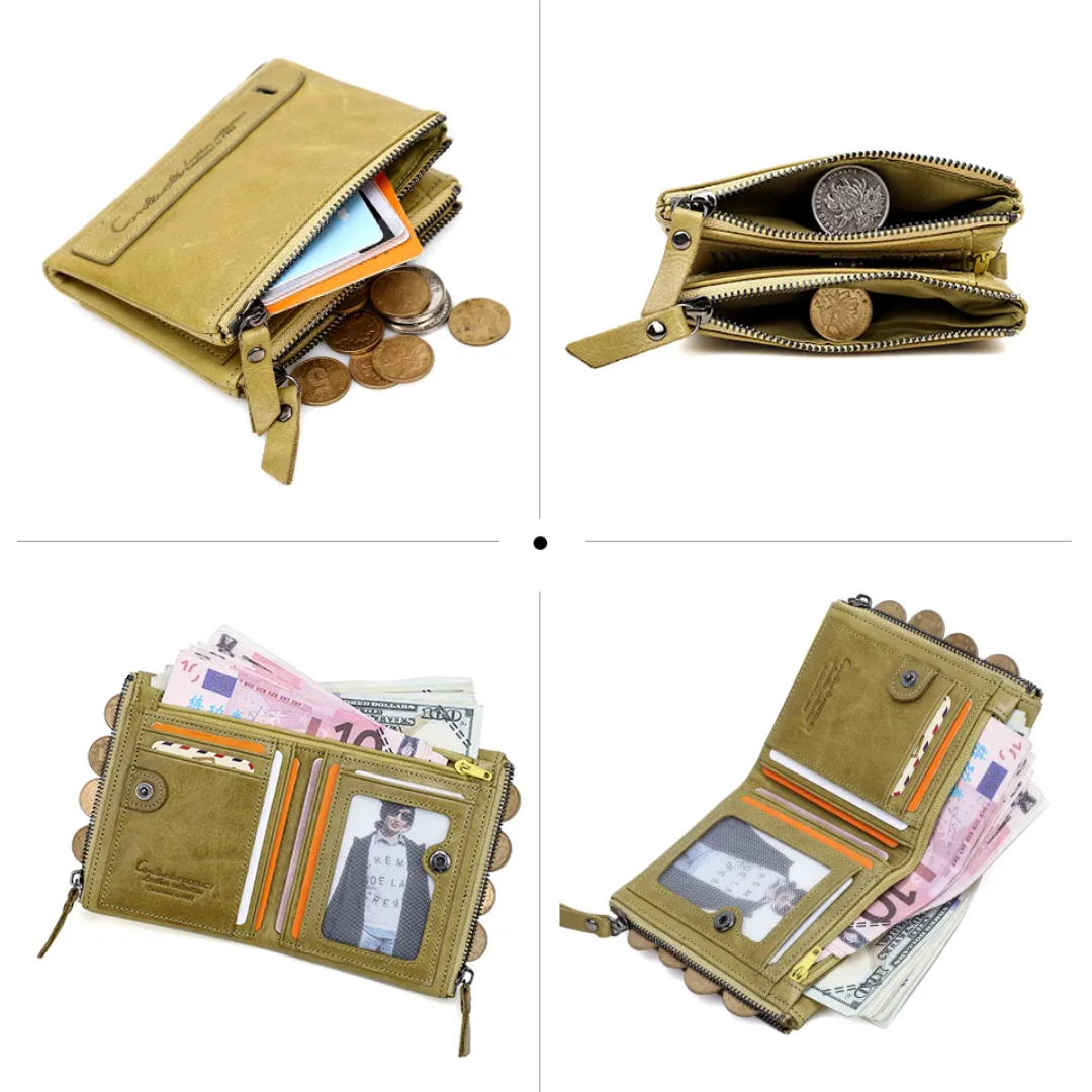 Compact Wallet - Stylish Double Zipper Wallet
