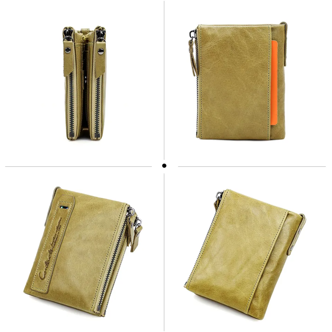 Compact Wallet - Stylish Double Zipper Wallet