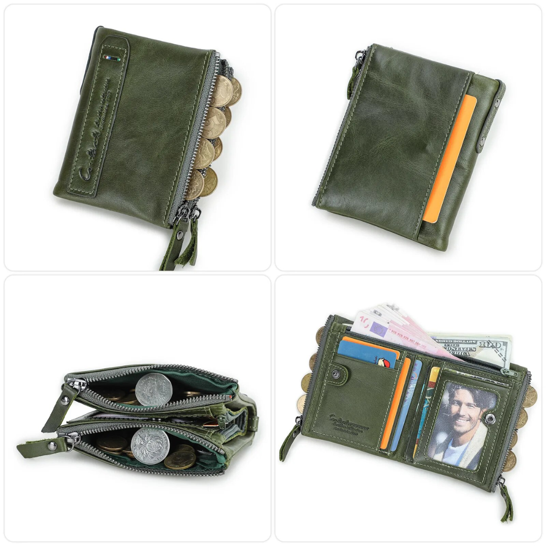 Compact Wallet - Stylish Double Zipper Wallet