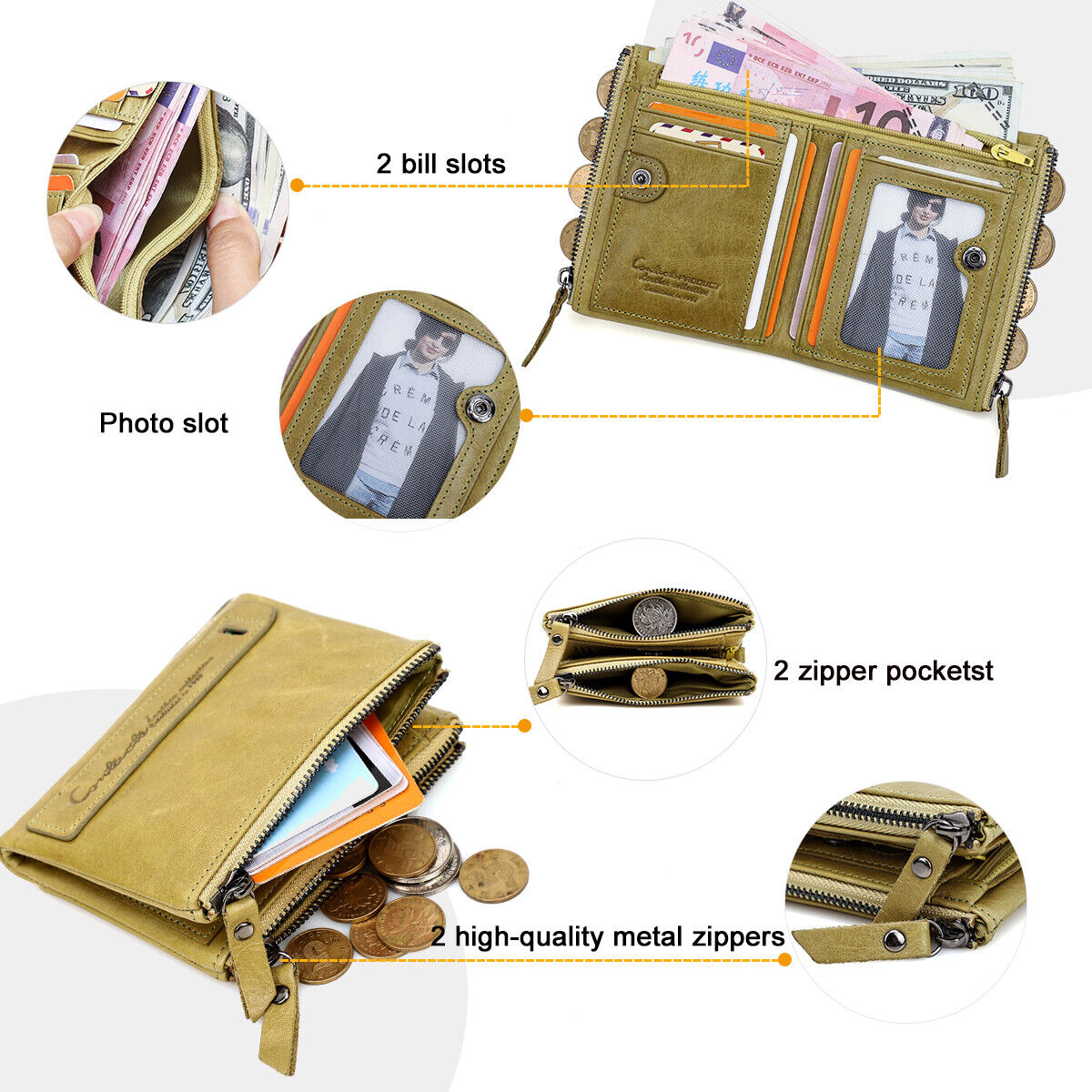 Compact Wallet - Stylish Double Zipper Wallet