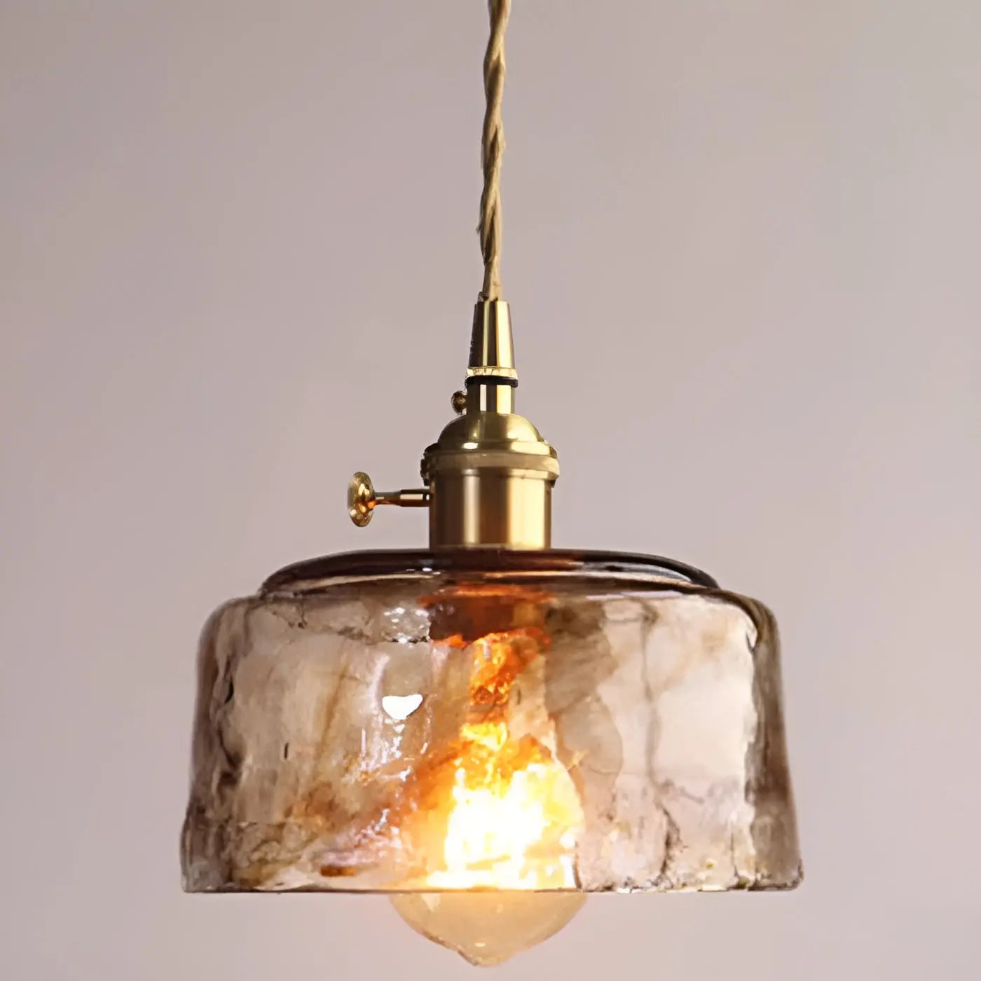 Luxurious Crystal Ceiling Lamp - Amber GlassElegance