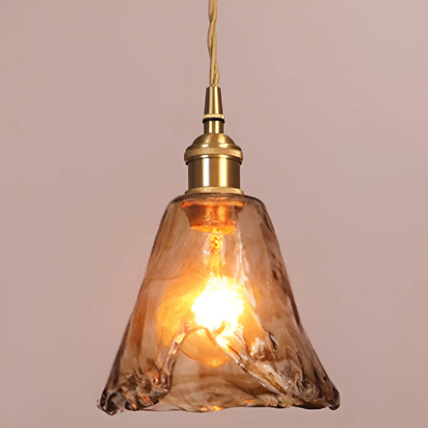 Luxurious Crystal Ceiling Lamp - Amber GlassElegance
