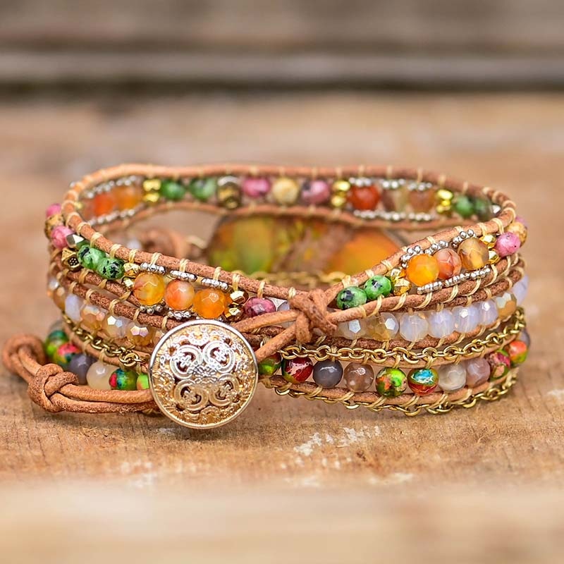 HamsaCharm - Elegant Twist bracelet with Amazonite stone