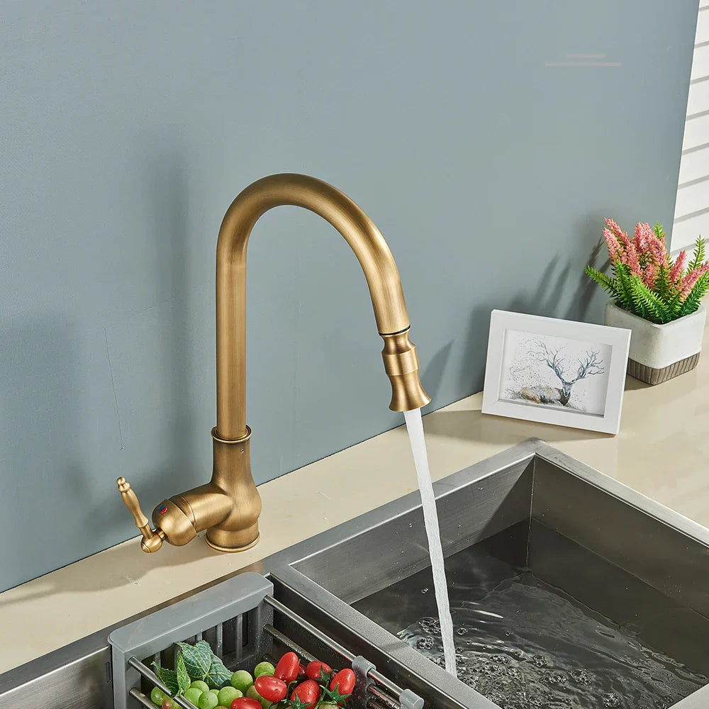 VintageTap – Retro Kitchen Faucet with Brass Finish