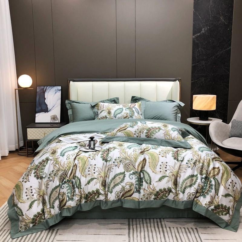 Green Paisley - Luxury Egyptian Cotton Duvet Set