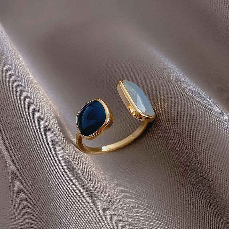Elegant Gold Adjustable Ring with Gemstone - Lola