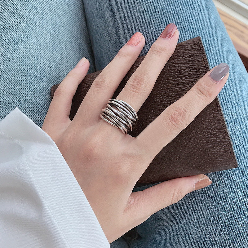 Elegant Liora Adjustable Silver Stacking Ring 