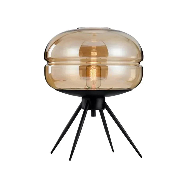ArtisanGlow - Elegant Blue Glass Lamp with Shelf