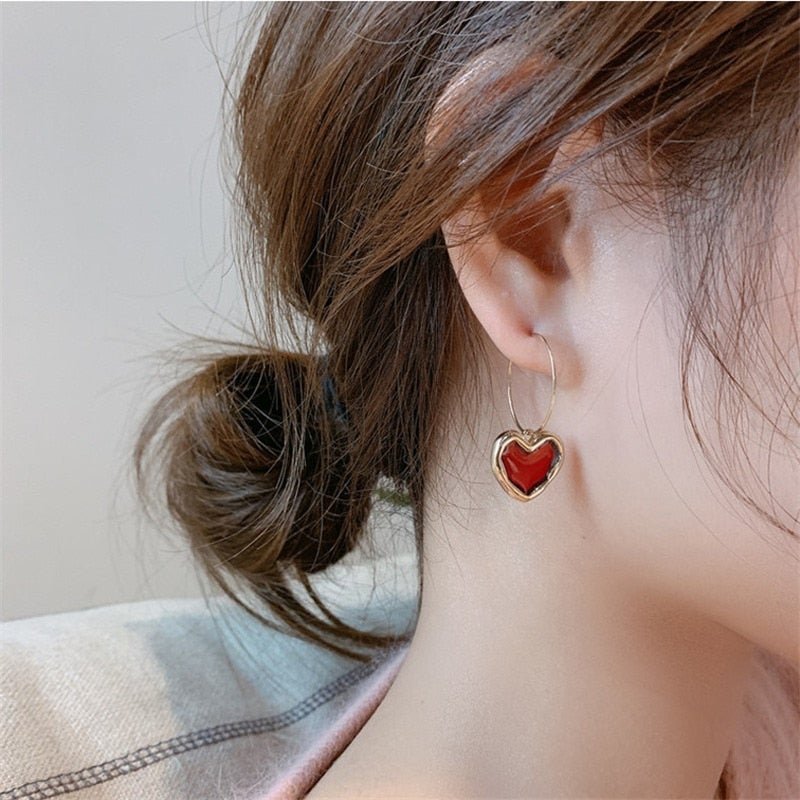 Sweet Red Heart Earrings - Amore Collection 