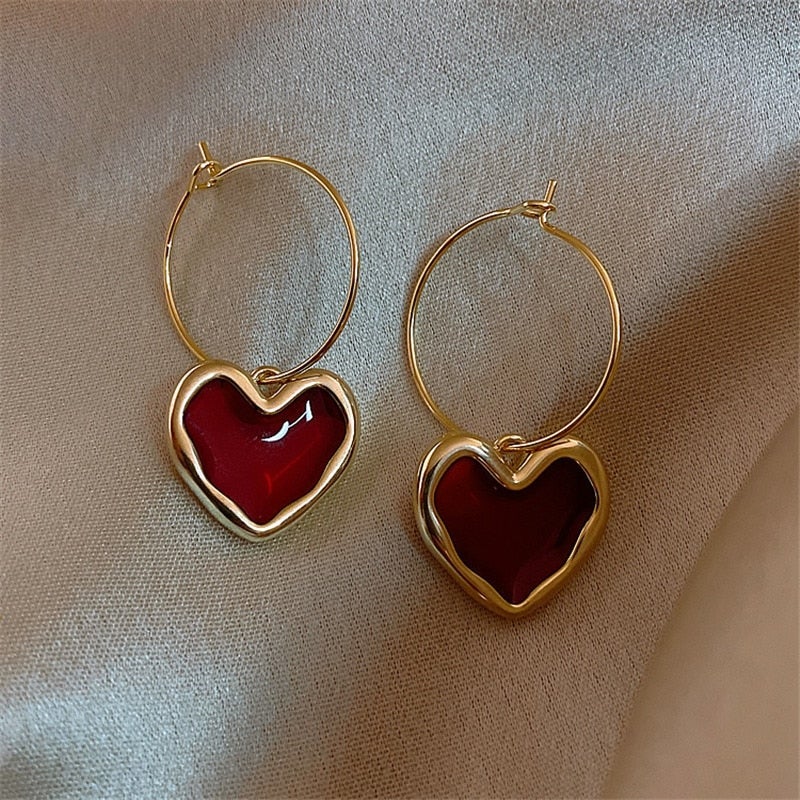 Sweet Red Heart Earrings - Amore Collection 