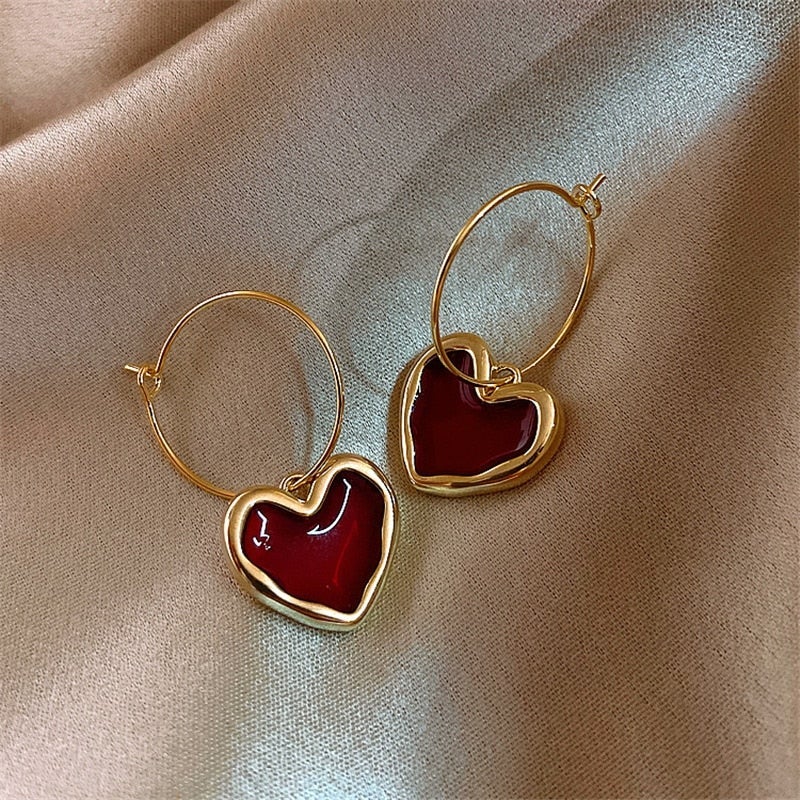 Sweet Red Heart Earrings - Amore Collection 