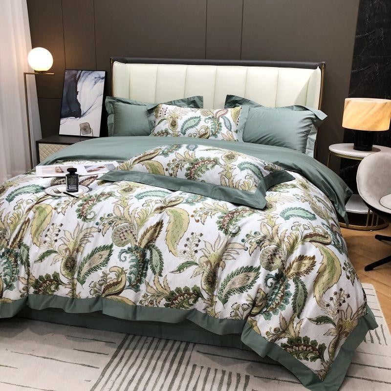 Green Paisley - Luxury Egyptian Cotton Duvet Set