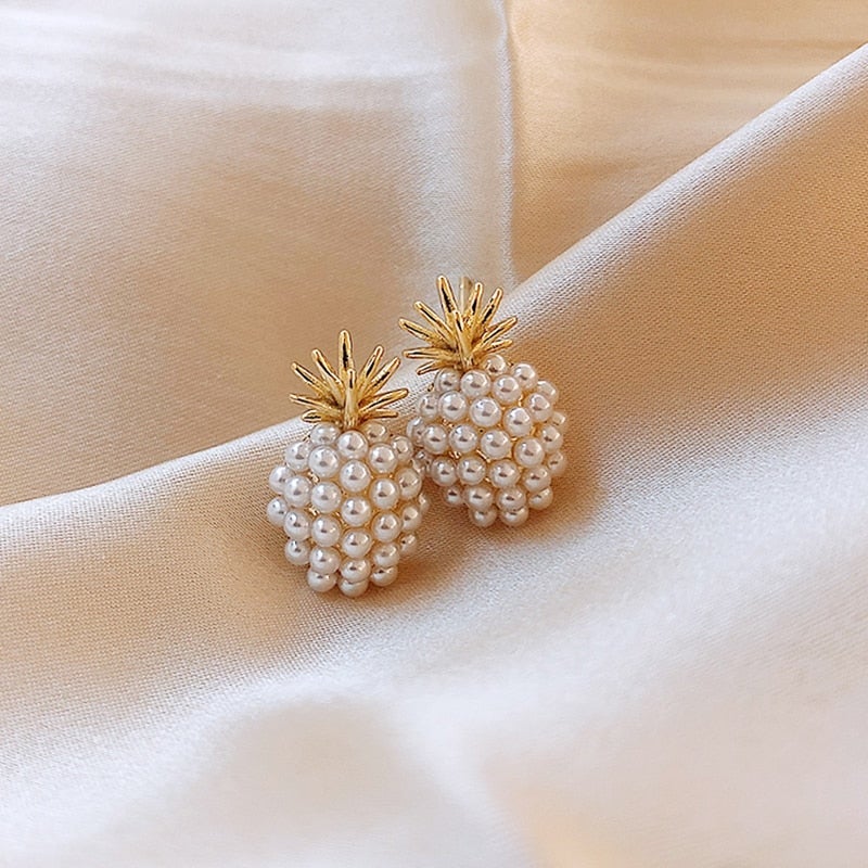 Tropical Pineapple Pearl Earrings - Leilani's Radiant Style 