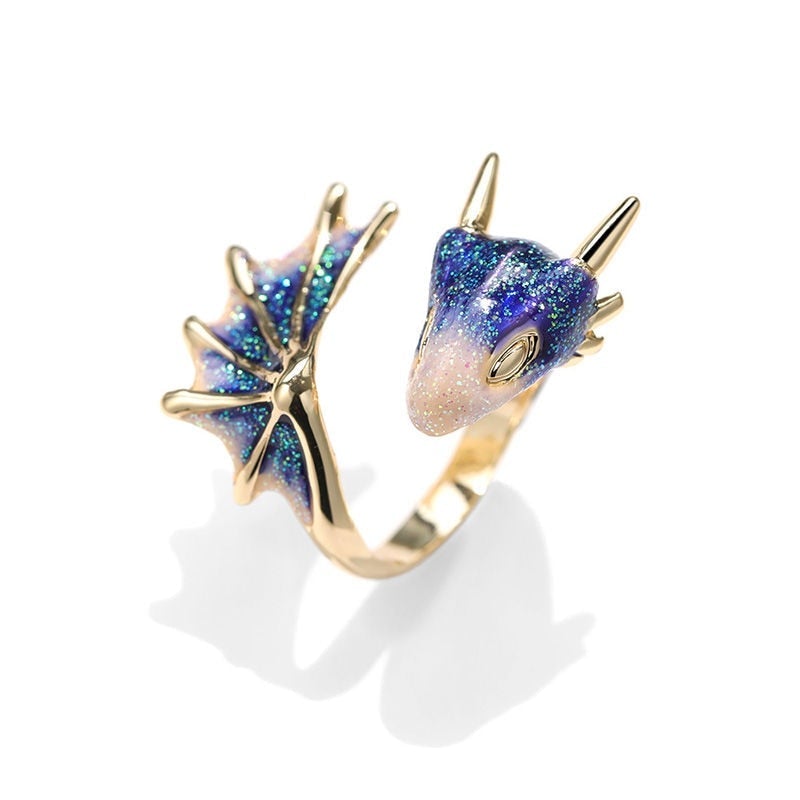 Hand Painted Adjustable Dragon Ring - Draconis Design 
