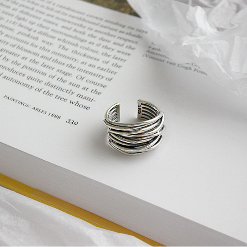Elegant Liora Adjustable Silver Stacking Ring 