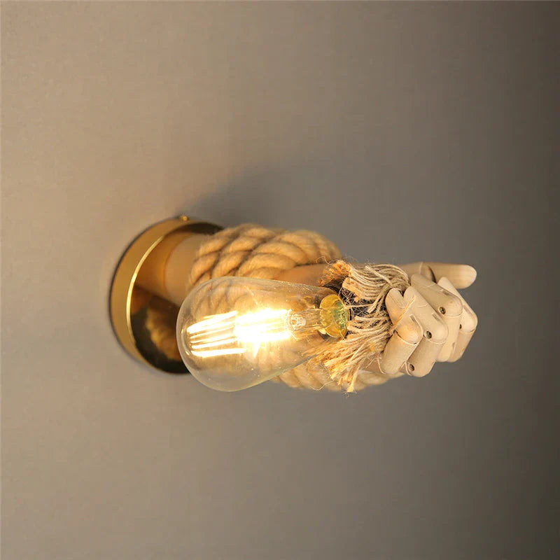 RetroHand Lamp – Unique Industrial Hand-Shaped Rope Lamp