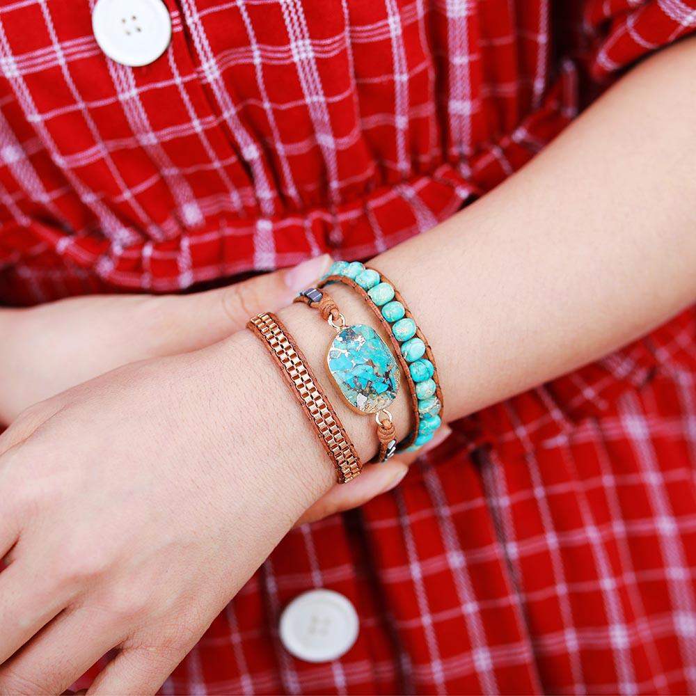 Elara Armband - Avstressande Turkos Energi Wrap