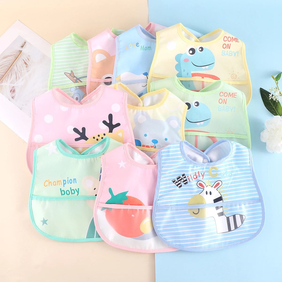 AquaGuard - Set of 5 Adjustable Baby Bibs