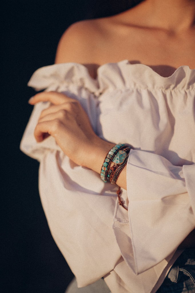 Elara Armband - Avstressande Turkos Energi Wrap