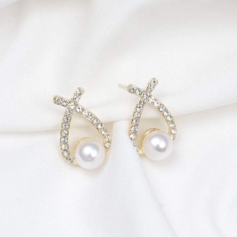 Elegant Glitter and Pearl Earrings - Marie 