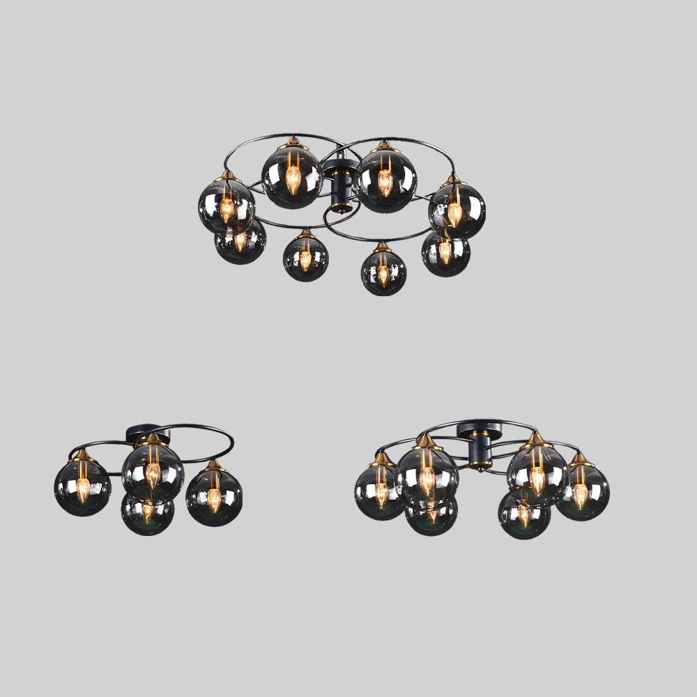 ValentinaLuxe - Elegant Round Chandeliers Made of Smoked Glass