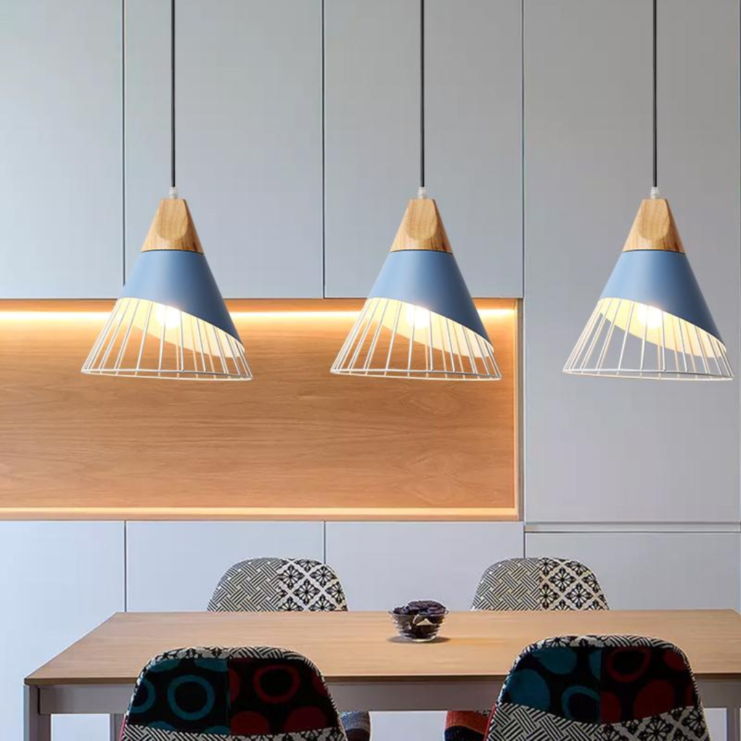 Modern Industrial Pendant Lamp in Scandinavian Style – Wood &amp; Metal
