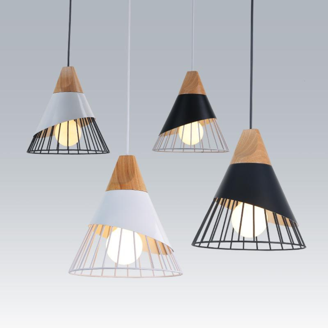 Modern Industrial Pendant Lamp in Scandinavian Style – Wood &amp; Metal
