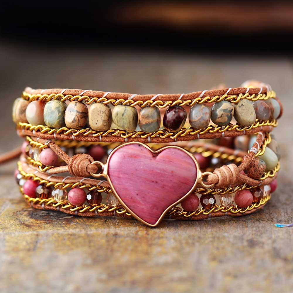 Rhodochrosite Heart Bracelet – Healing Energy for Your Soul