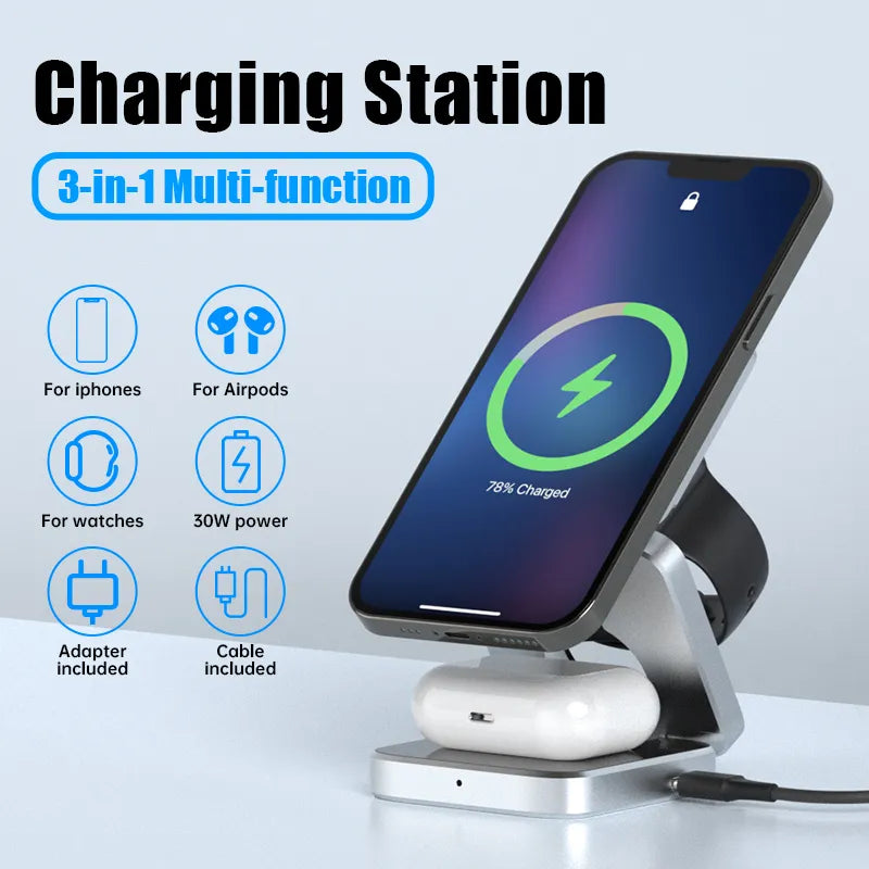 PowerFlex 3-in-1 Charging Station - Magnetic &amp; Foldable Charging