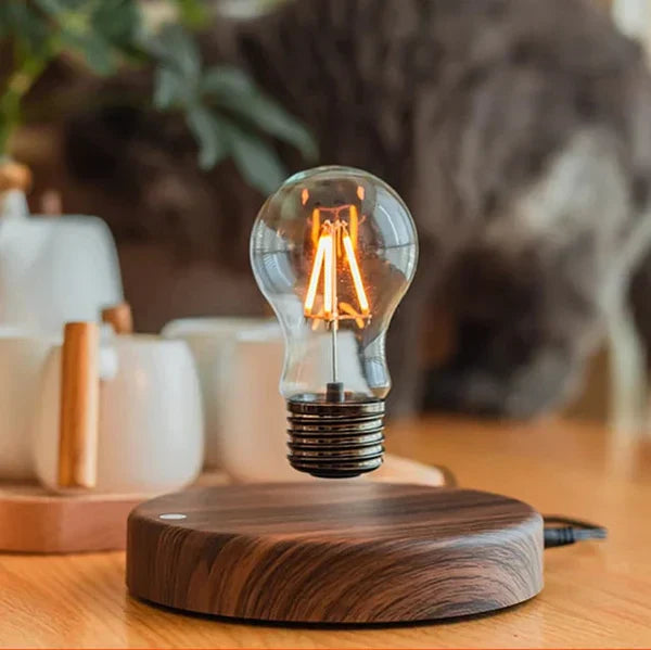 LevitaLux - Walnut Light Bulb with Floating Base