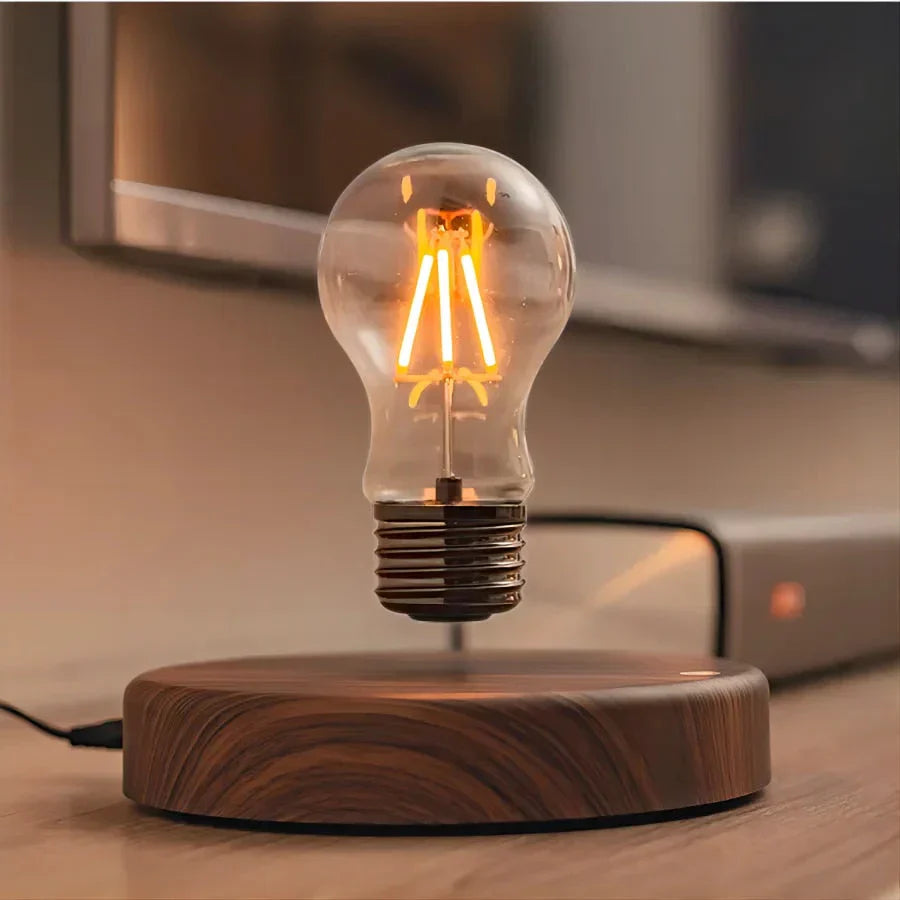 LevitaLux - Walnut Light Bulb with Floating Base