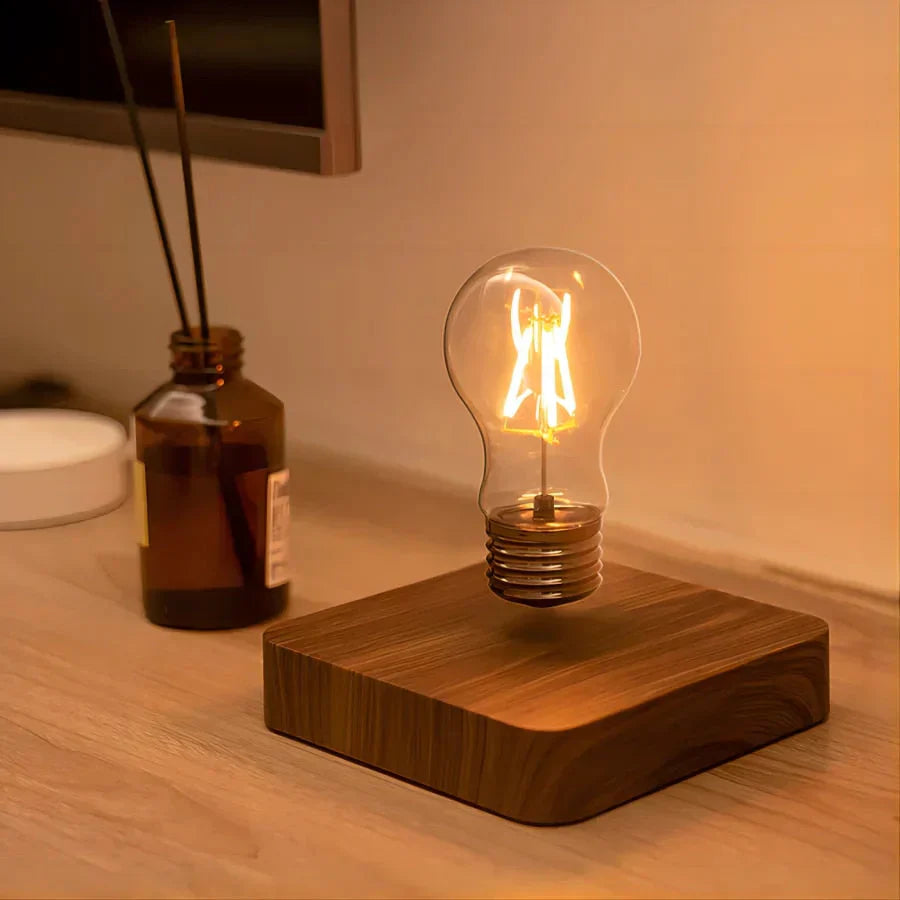 LevitaLux - Walnut Light Bulb with Floating Base