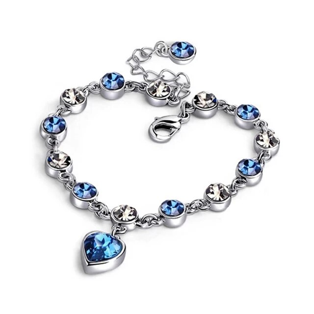 Captivating Ocean Heart Watch Bracelet with Radiant Blue Heart Charm