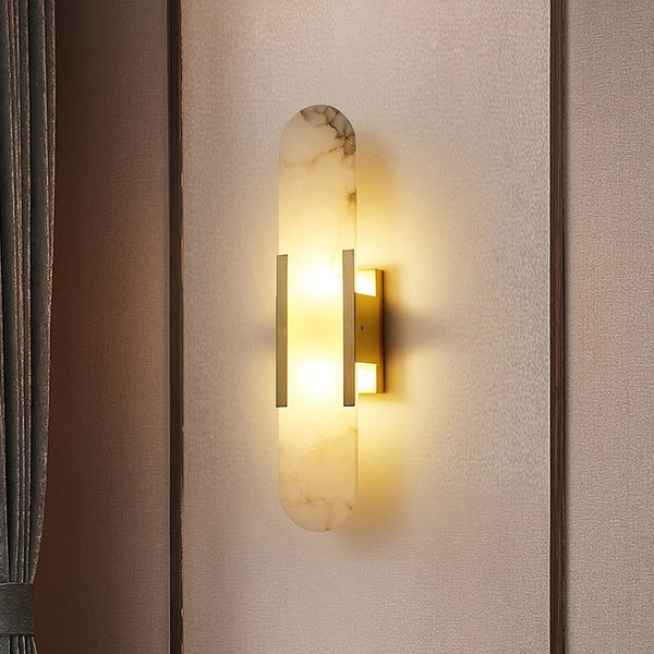 Elegant Melange - Handgjord Alabaster Vägglampa