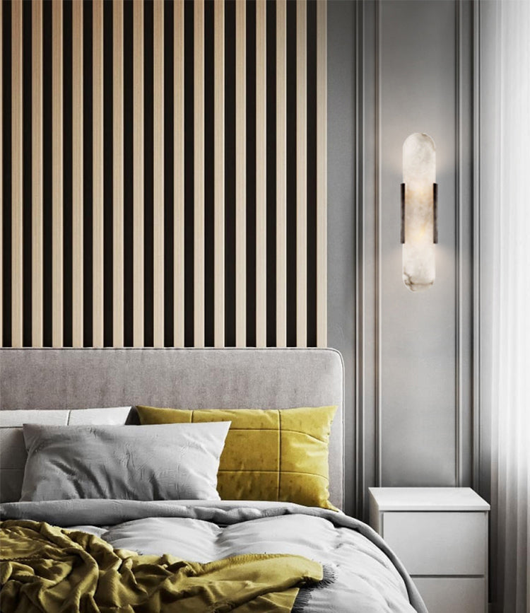 Elegant Melange - Handgjord Alabaster Vägglampa