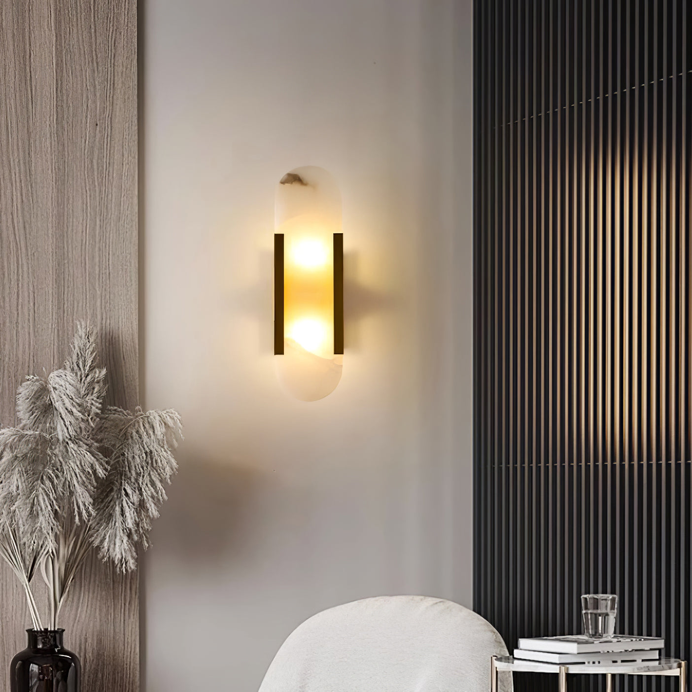 Elegant Melange - Handgjord Alabaster Vägglampa