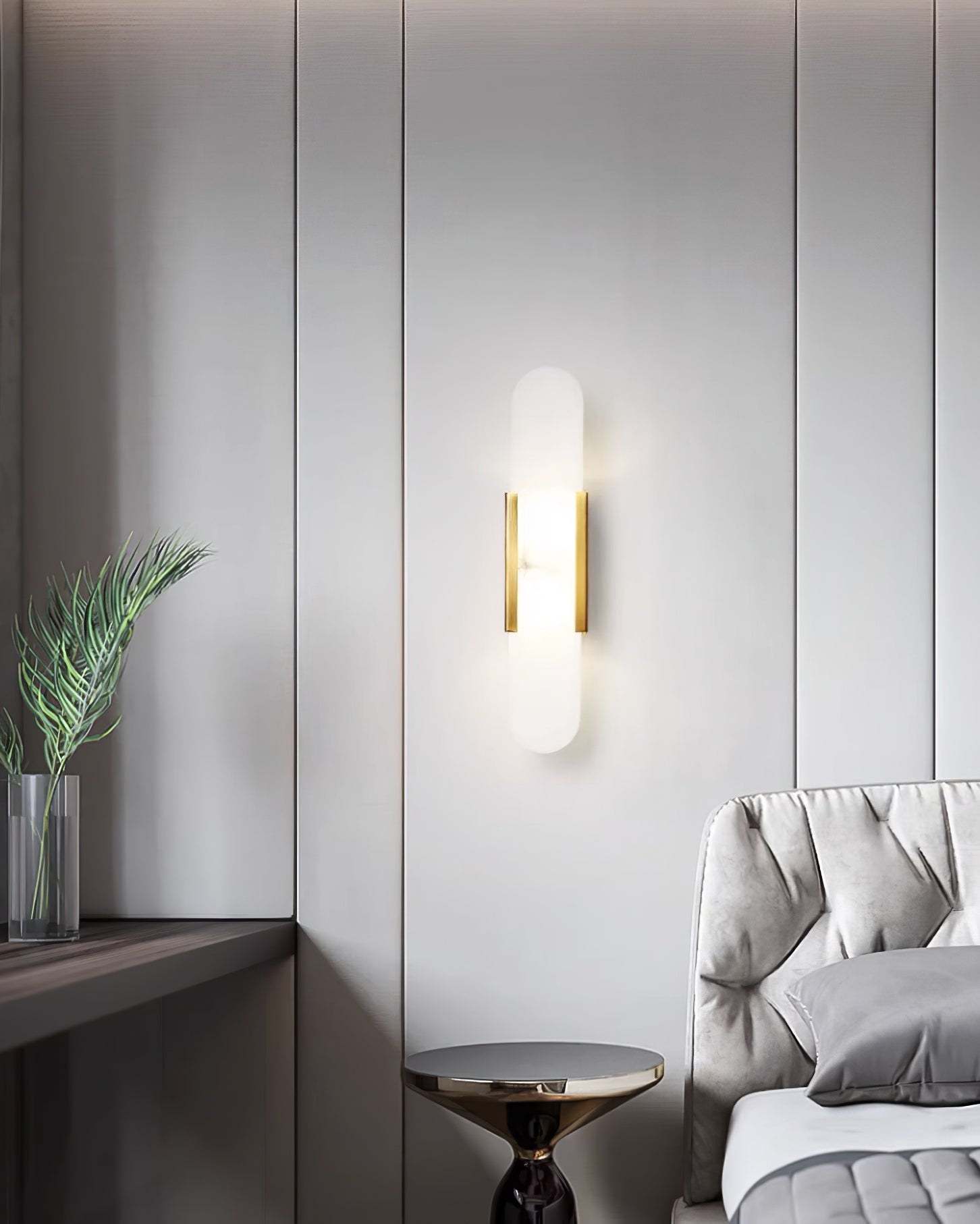 Elegant Melange - Handgjord Alabaster Vägglampa
