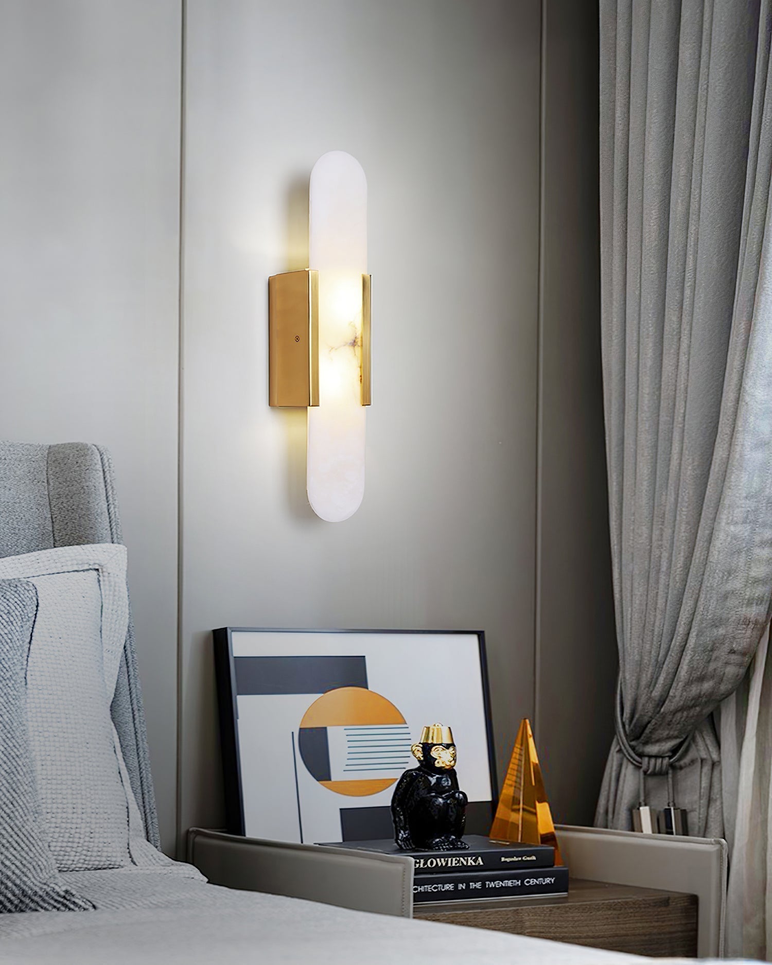 Elegant Melange - Handgjord Alabaster Vägglampa