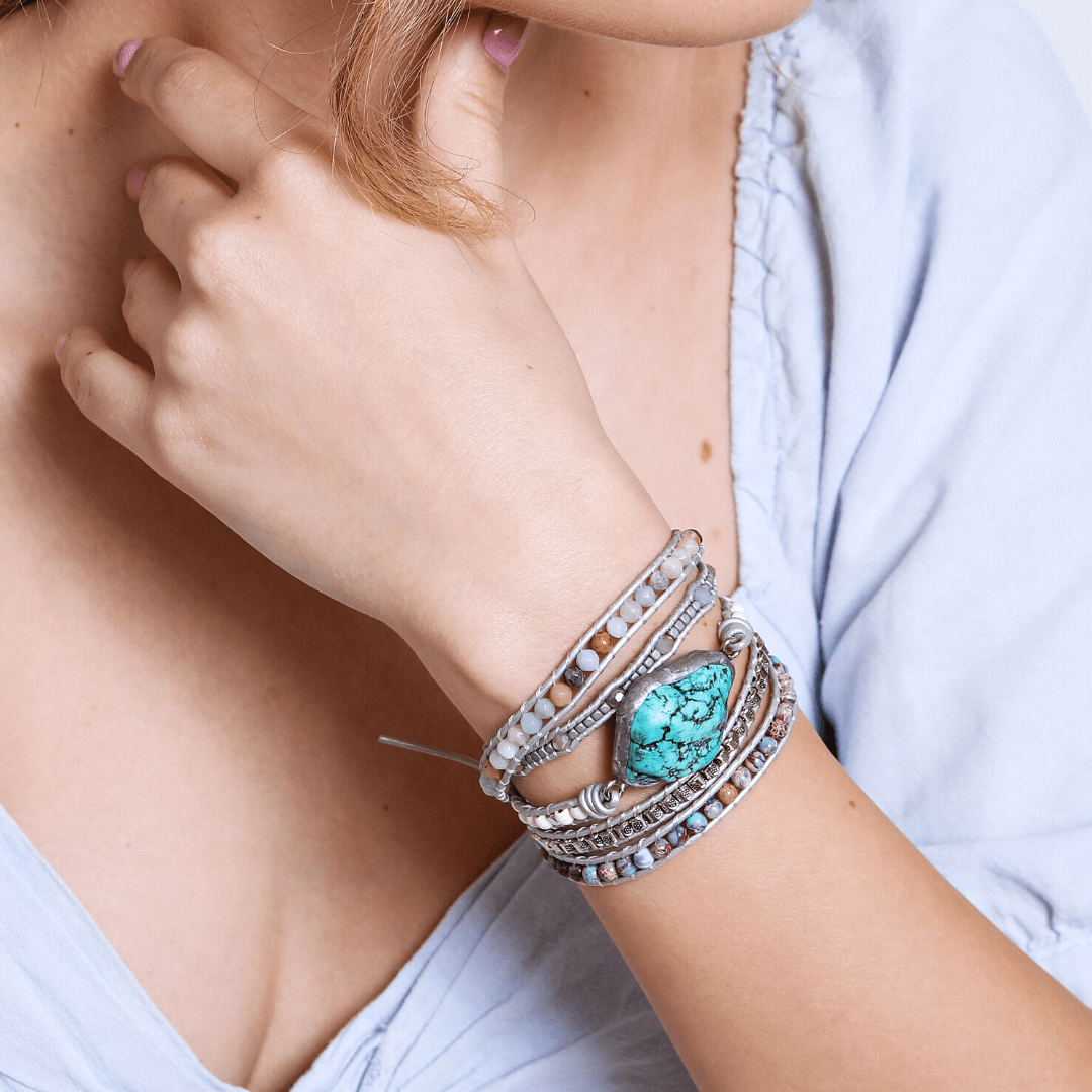 Selina Bracelet - Turquoise Wrap Bracelet for Healing &amp; Protection
