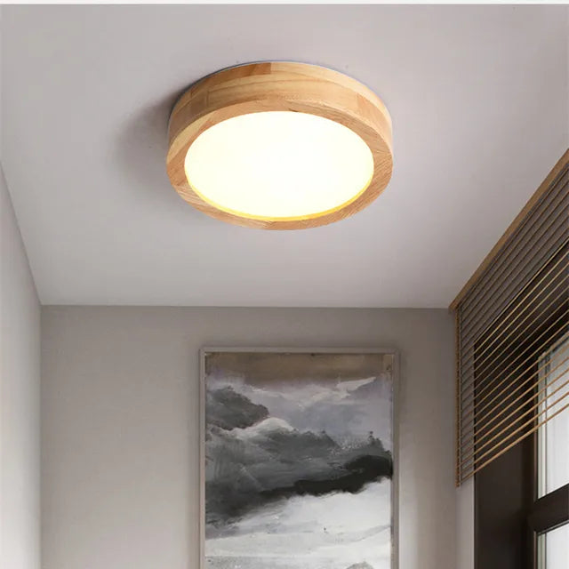 Brightlux - Scandinavian Round Wooden Ceiling Lamp