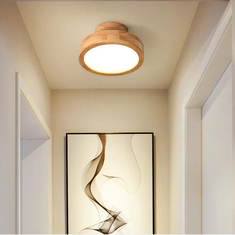 Brightlux - Scandinavian Round Wooden Ceiling Lamp
