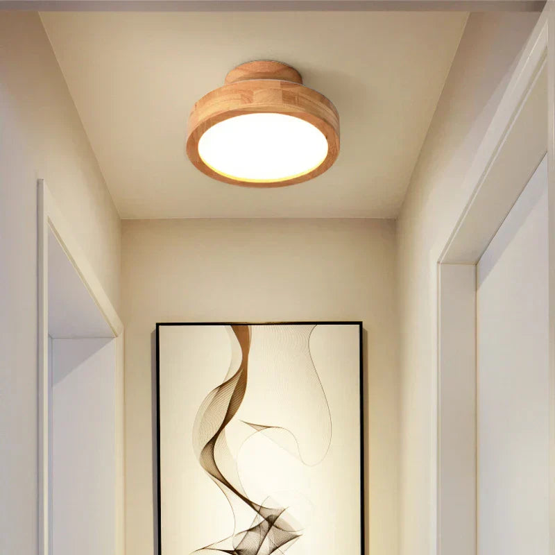 Brightlux - Scandinavian Round Wooden Ceiling Lamp