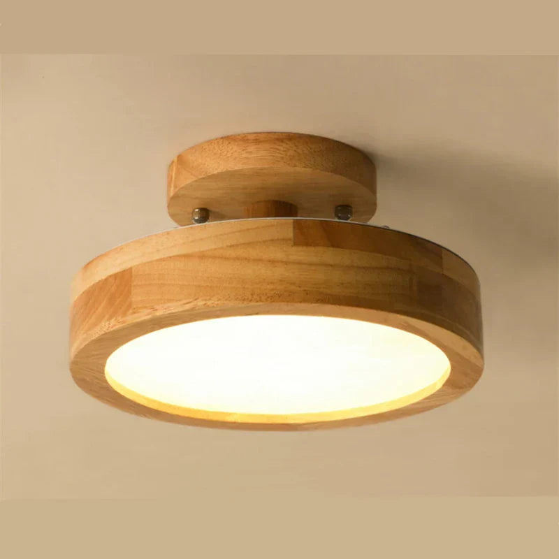 Brightlux - Scandinavian Round Wooden Ceiling Lamp